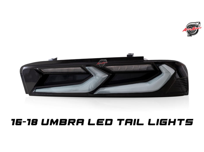 2016-2018 Chevy Camaro Umbra Amber Sequential LED Taillights Gloss BLK/ Smoke Lens