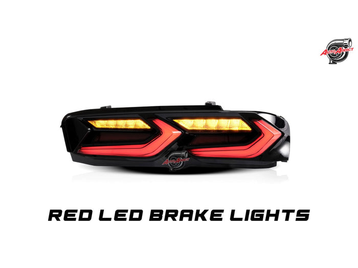 2019-2023 Chevy Camaro Velox Amber Sequential LED Taillights Gloss BLK/ Red Lens