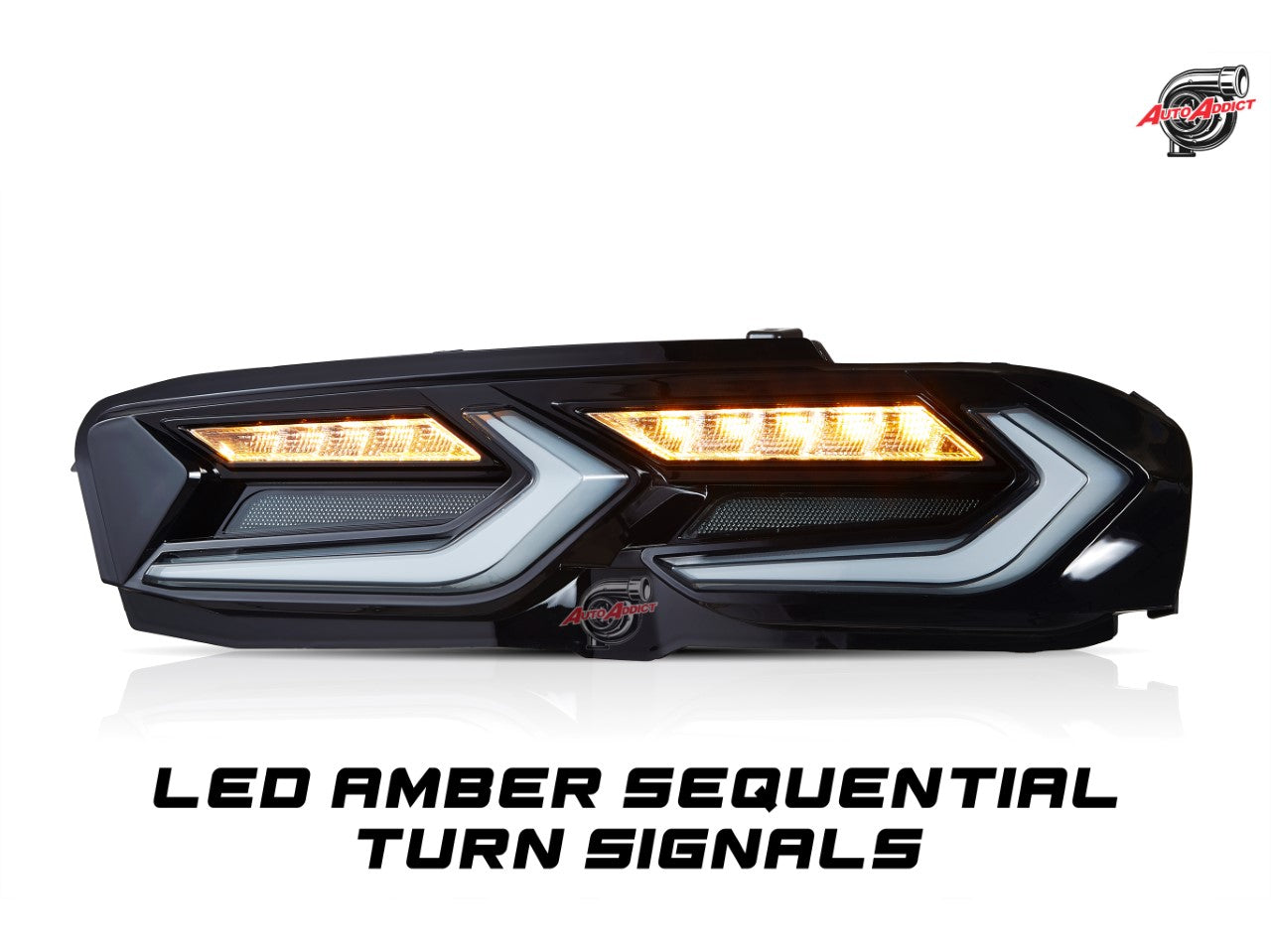 2019-2023 Chevy Camaro Umbra Amber Sequential LED Taillights Gloss BLK/ Smoke Lens